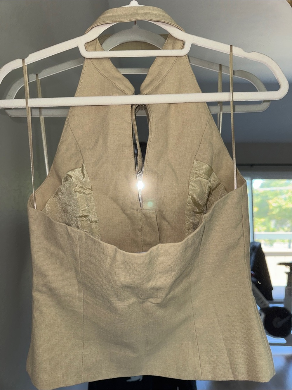 NWT Lioness Beige Tie-Neck Halter Top - Picture 3 of 4